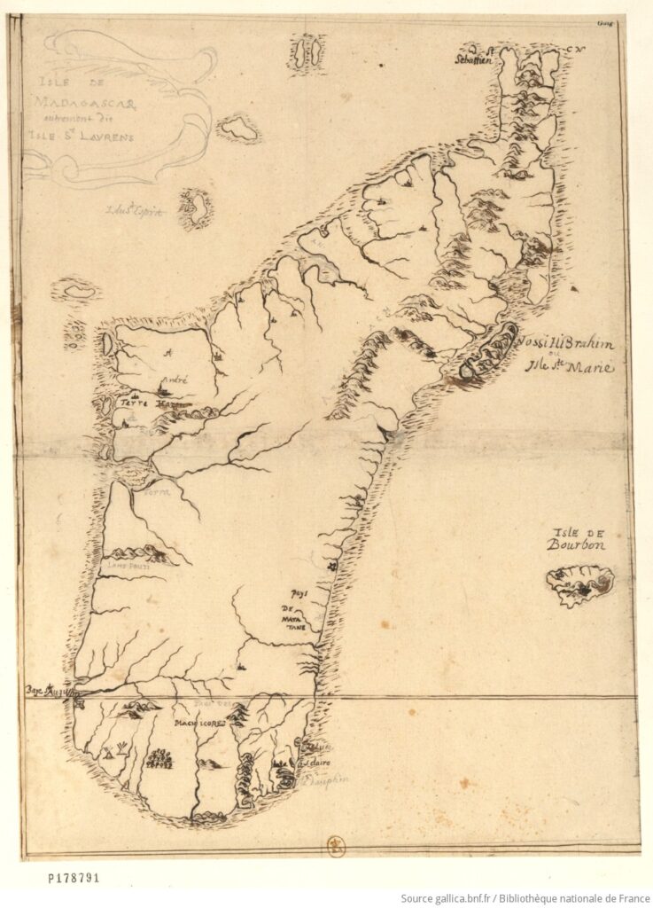 Carte de Madagascar par Etienne de Flacourt